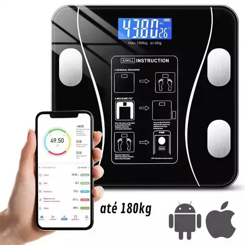 Balança Corporal Bioimpedância Profissional Bluetooth Digital