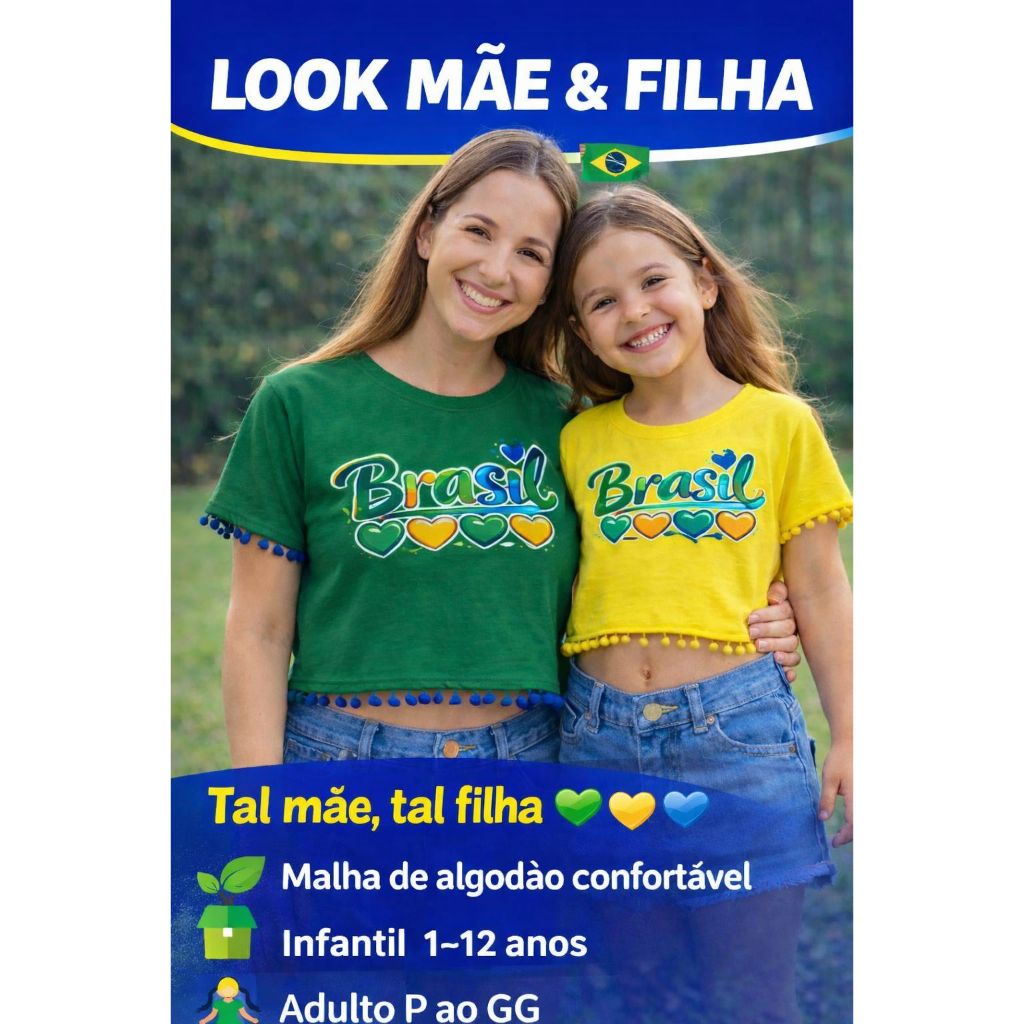 KIT 2 Cropped Oversize Tal Mãe Tal Filha Brasi