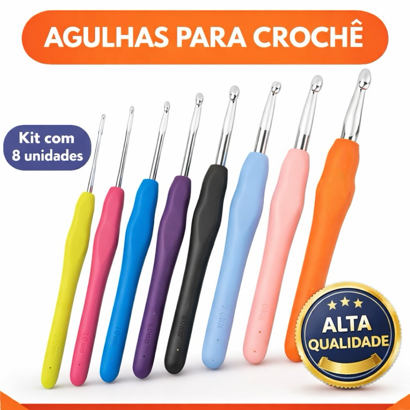 Kit Agulha Barbante Para Crochê Profissional c/8 Peças em Oferta na Shopee