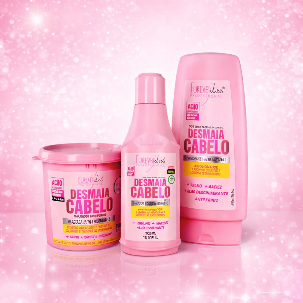 Forever Liss Kit 3 itens Desmaia Cabelo Especial Shampoo 300ml e Máscara 200g + Condicionador 300g