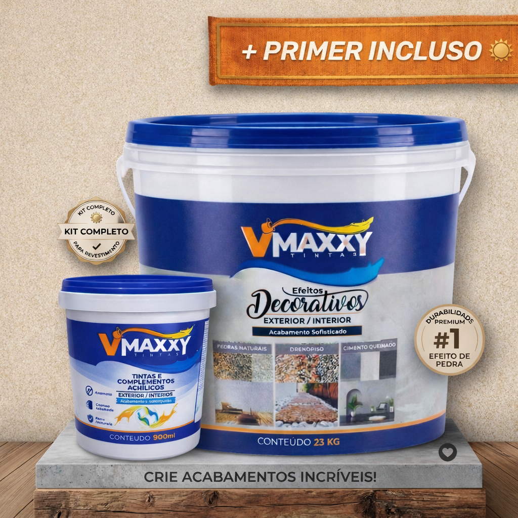 Revestimento de Pedra Natural 23kg + Primer Textura para Parede Fachada Decorativa Premium