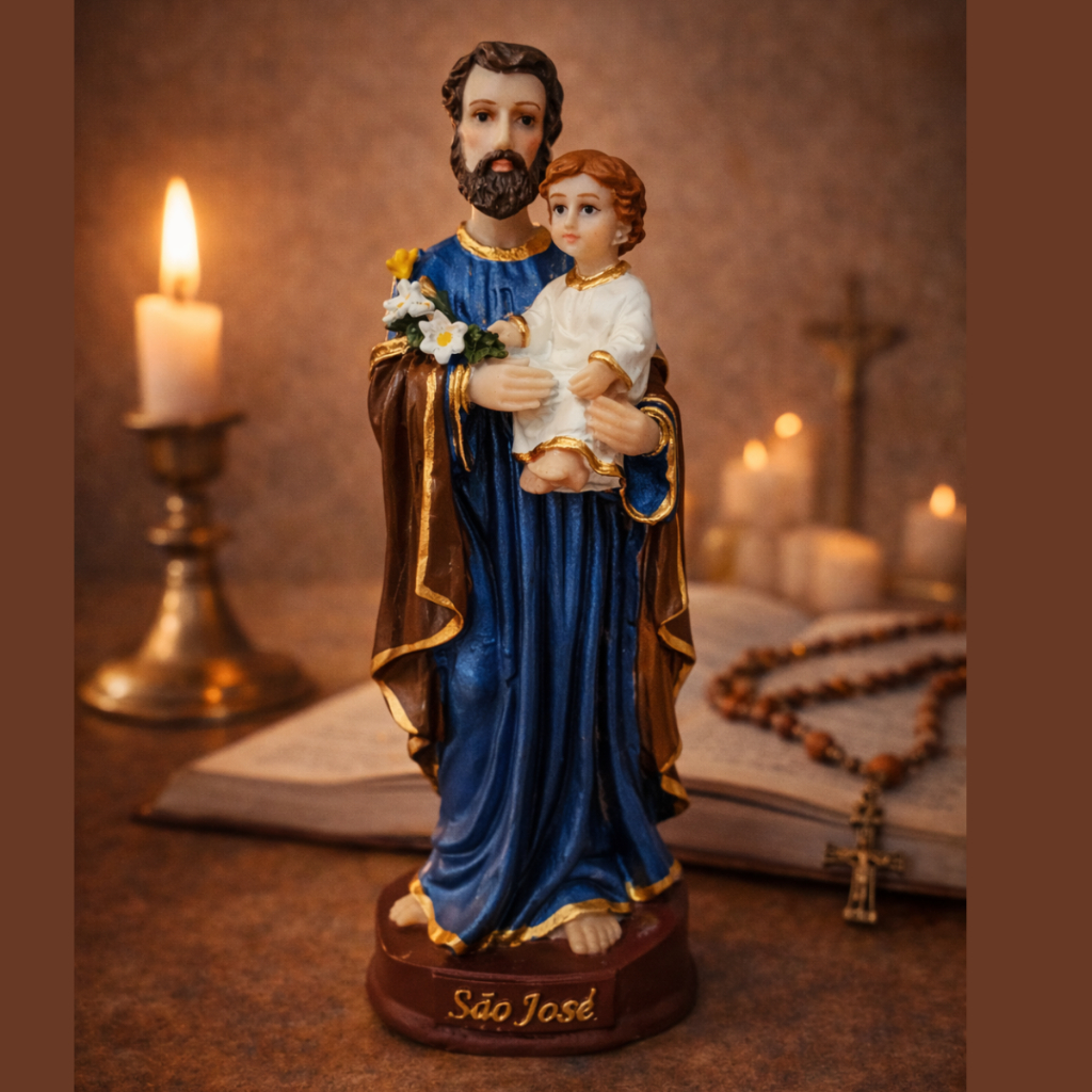 Imagem São José 15cm Resina Premium Ótima Qualidade Acabamento Detalhado - Santo Católico 15 cm em Oferta na Shopee