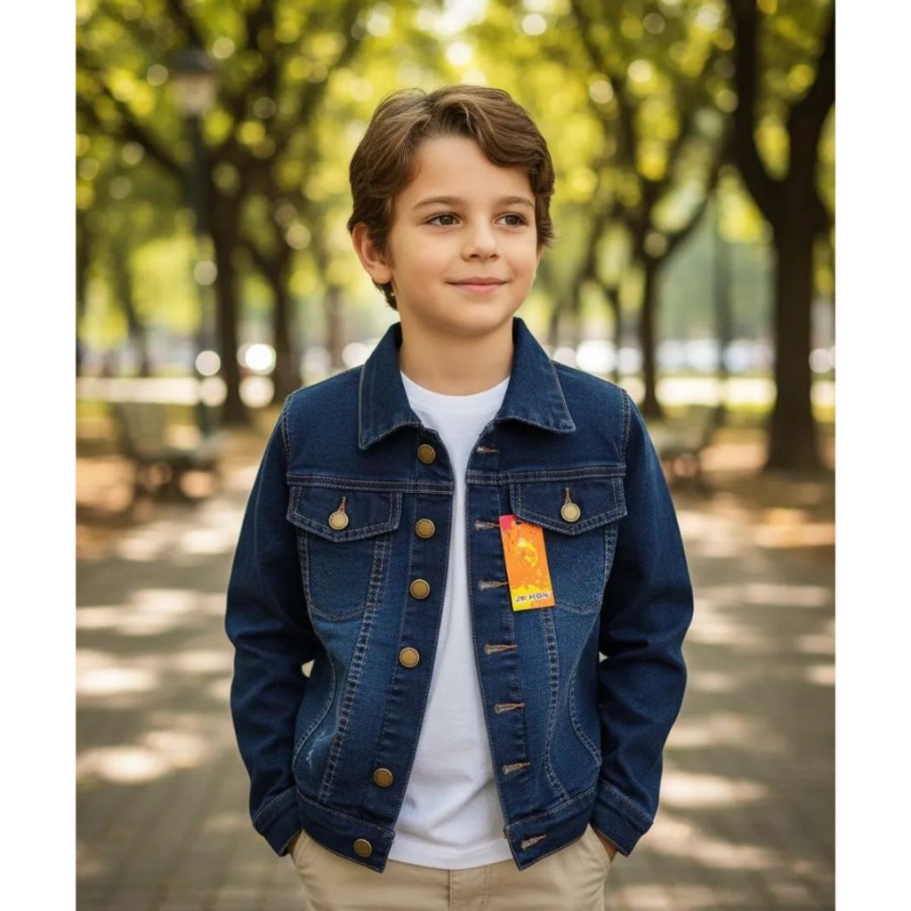 Jaqueta Jeans Infantil Menino Com Lycra Premium (10 a 16 Anos) em Oferta na Shopee