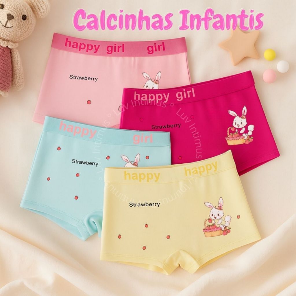 Kit Calcinhas Infantil Shortinho Macio e Respirável