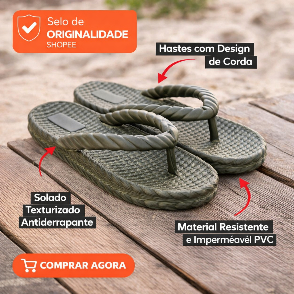 Chinelo Feminino Corda Antiderrapante Confortável | Chinelo Casual Leve Moda Verão Praia Dia a Dia
