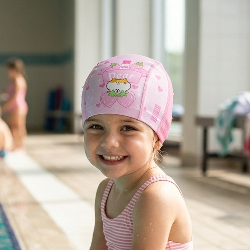 Touca de Natação Infantil Silicone Impermeável 4 a 12 Anos Menino Menina Multicores Estampada