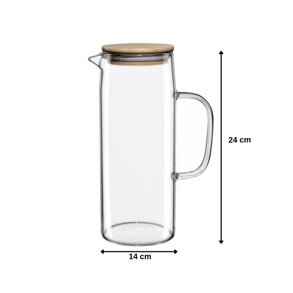 Jarra De Vidro Para Suco Água Com Tampa de Bambu 1,2L — imagem 2 de 2