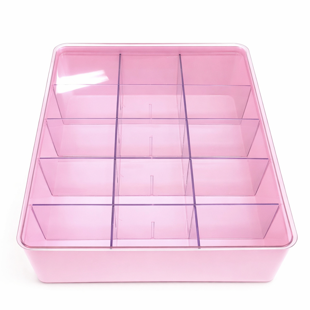 Porta Joias Organizador com Divisórias Caixa Bijuterias Rosa Elegante Maquiagem Acessórios