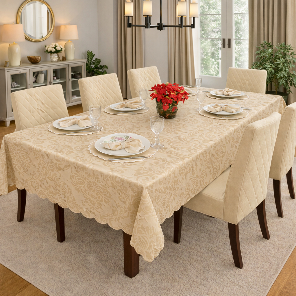 TOALHA DE MESA JACQUARD ELEGANTE 4 6 E 8 LUGARES PARA SALA E COZINHA em Oferta na Shopee