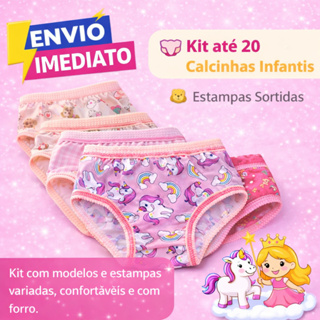 Kit Até 20 Unidades de Calcinha Infantil Menina 1 a 8 Anos Estampas Variadas em Oferta na Shopee