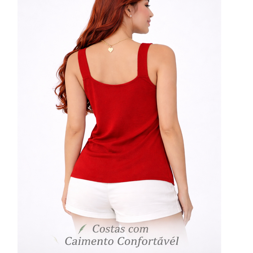 Detalhes do Kit 2 Regata Feminina Alça Larga Tecido Duna Blusa Básica Confortável Moda Feminina Verão