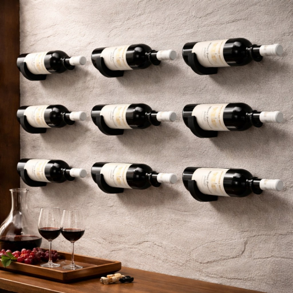 Kit 20 Suporte para Vinho de Parede em Porta Garrafa de Vinho Organizador para Adega, Cozinha, Bar
