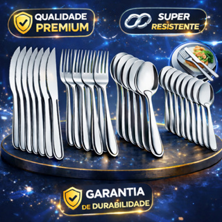 Jogo de Talheres 24/48 Peças Faqueiro Aço Inox Faca Garfo Colher de Mesa e Colheres de Sobremesa em Oferta na Shopee