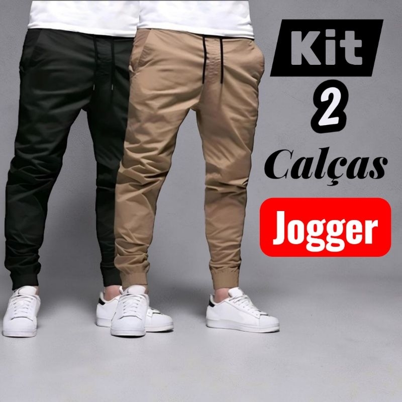 Calças Jogger Camuflada Sarja Masculina Punho Elástico