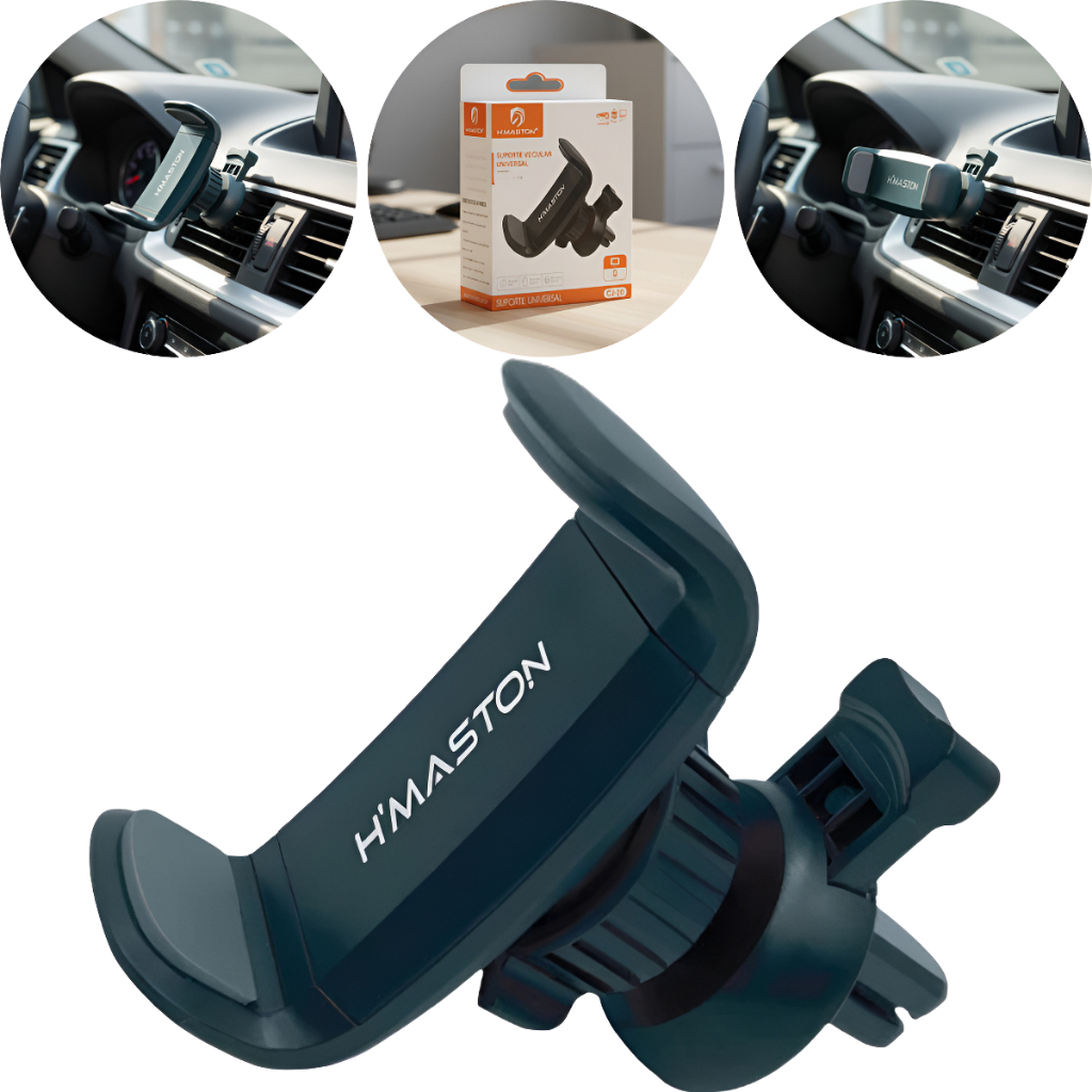 Suporte Celular Saída de Ar Veicular Preto Universal Resistente Ajustável 360° Rotação Cj20 Hmaston