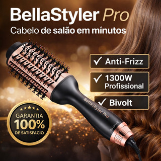 Escova Secadora Profissional 1300W Bivolt Anti-Frizz 2 em 1 Seca Alisa e Modela BellaStyler Pro