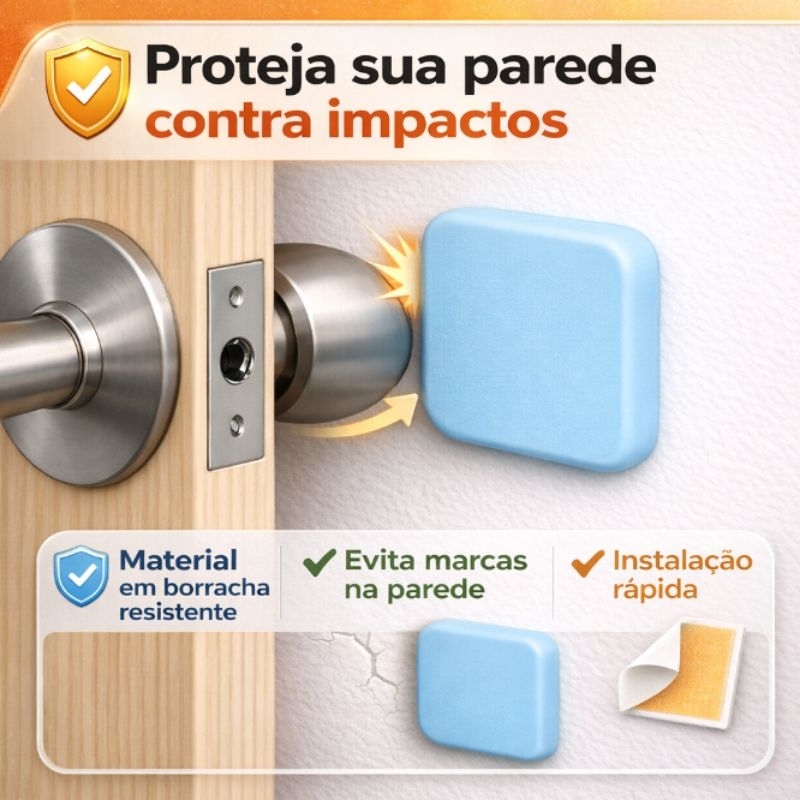 Protetor de Parede Batente de Porta Infantil Adesivo Silicone 4cm Anti Impacto Maçaneta Silicone