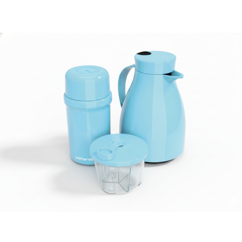 Kit Unibaby Garrafa Térmica Infantil Bebê Mamadeira Dosador Leite Passeio Viagem Higiene Copa