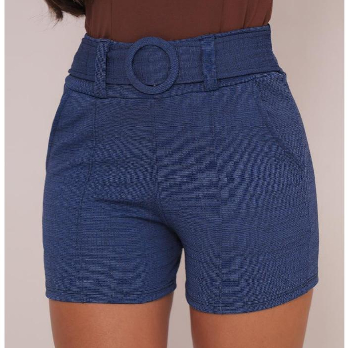 Shorts Feminino Jackar linho mescla com cinto fixo com elastano em Oferta na Shopee