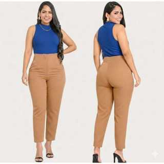 calça feminina cintura alta elegante  y sufisticacaon em Oferta na Shopee