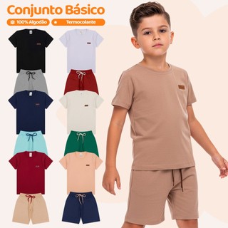 Kit Sortido 6 Peças Roupa Menino Infantil Masculino Conjunto Básico Casual Liso de Verão …
