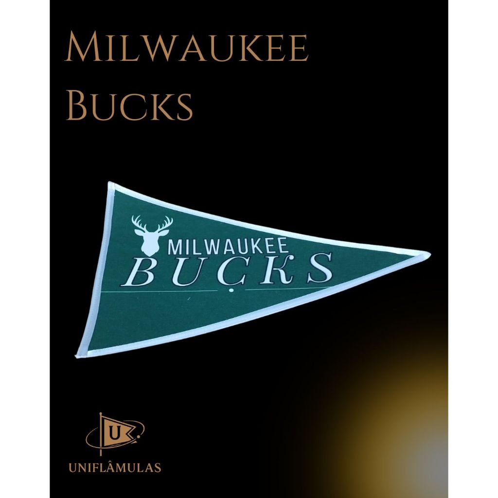 Flâmula Milwaukee Bucks 20x30 cm Decorativa | NBA Basquete