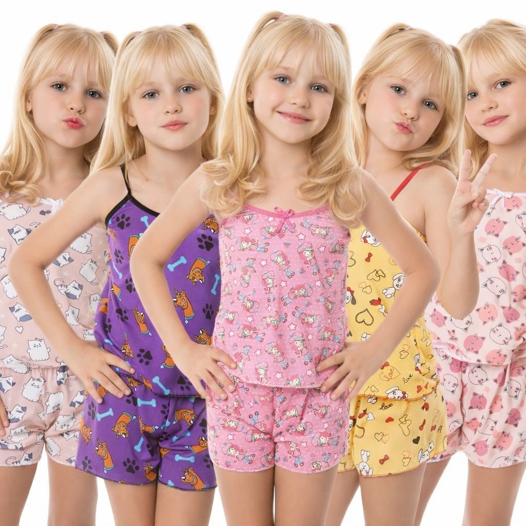 Kit 5 Pijama MICRO INFANTIL Baby Doll Estampado Personagens Short Doll MICROFIBRA em Oferta na Shopee