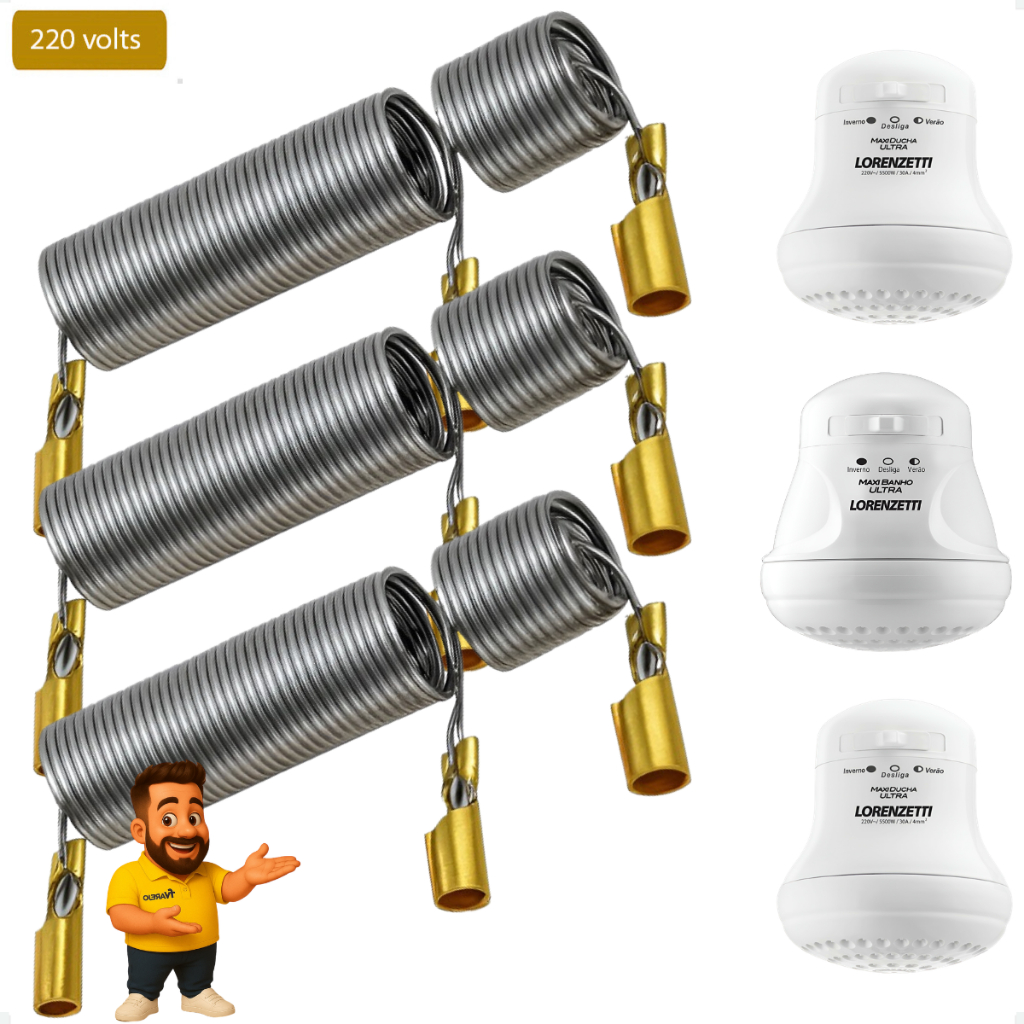 Kit 3 Resistência Ducha Maxi Ducha / Torneira Elétrica Versátil / Max Banho 5500w 220v - PMR
