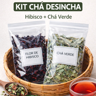 Kit Chá Desinchá Natural Hibisco e Chá Verde – Sabor Intenso, Aroma Leve e Qualidade Premium em Oferta na Shopee