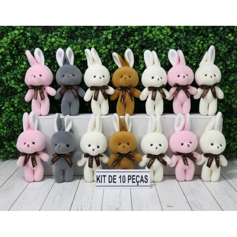 kit de 10 unidades coelho aveludado 14 cm| coelho de pelúcia rosé| Molli719 em Oferta na Shopee
