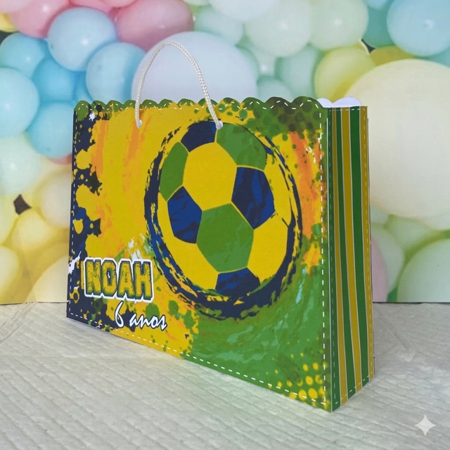 Sacolinha Personalizada Futebol Brasil Copa do Mundo Lembrancinha Festa Infantil  Sacola Aniversário