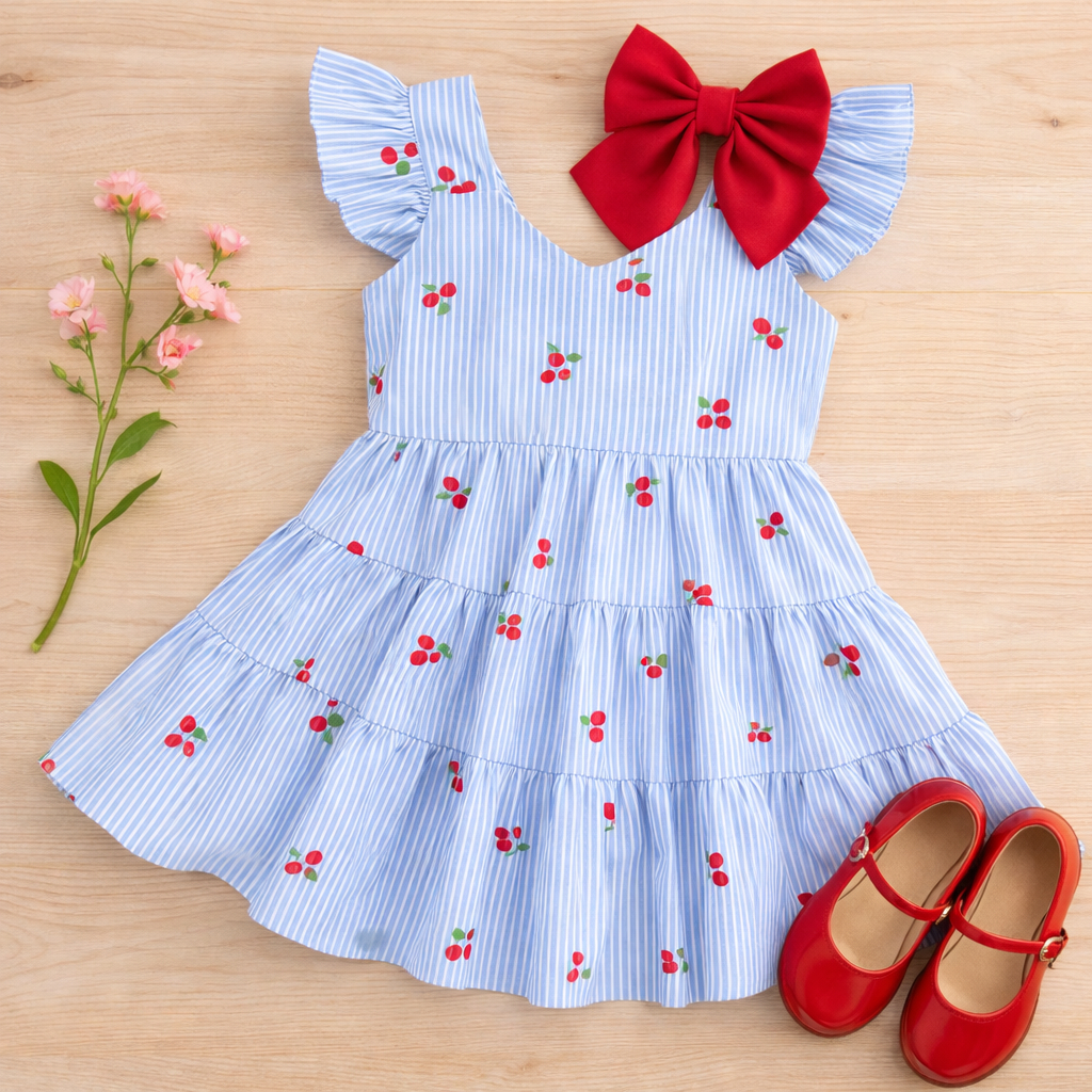 Vestido Infantil Cerejinha e Corações Moda Infantil