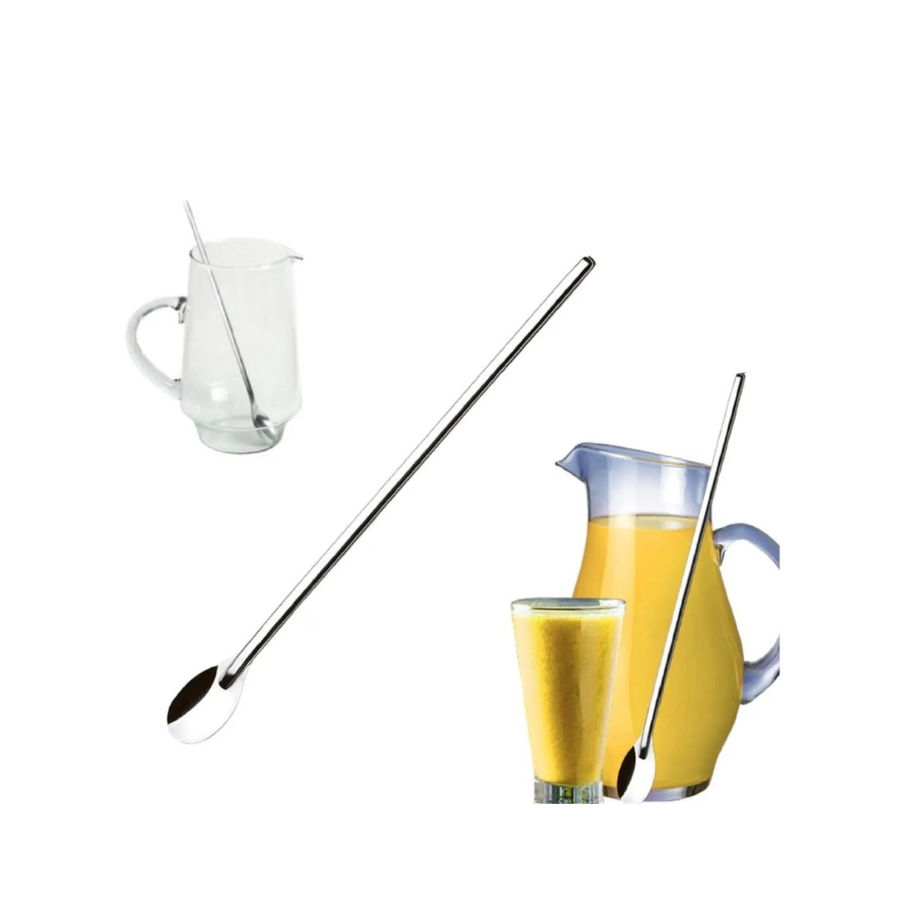 Jogo 10 8 5 e 3  Colheres Bailarina Inox de 30cm para Sucos e Drinks e Longo Alcance para Jarra Qualidade Garantida