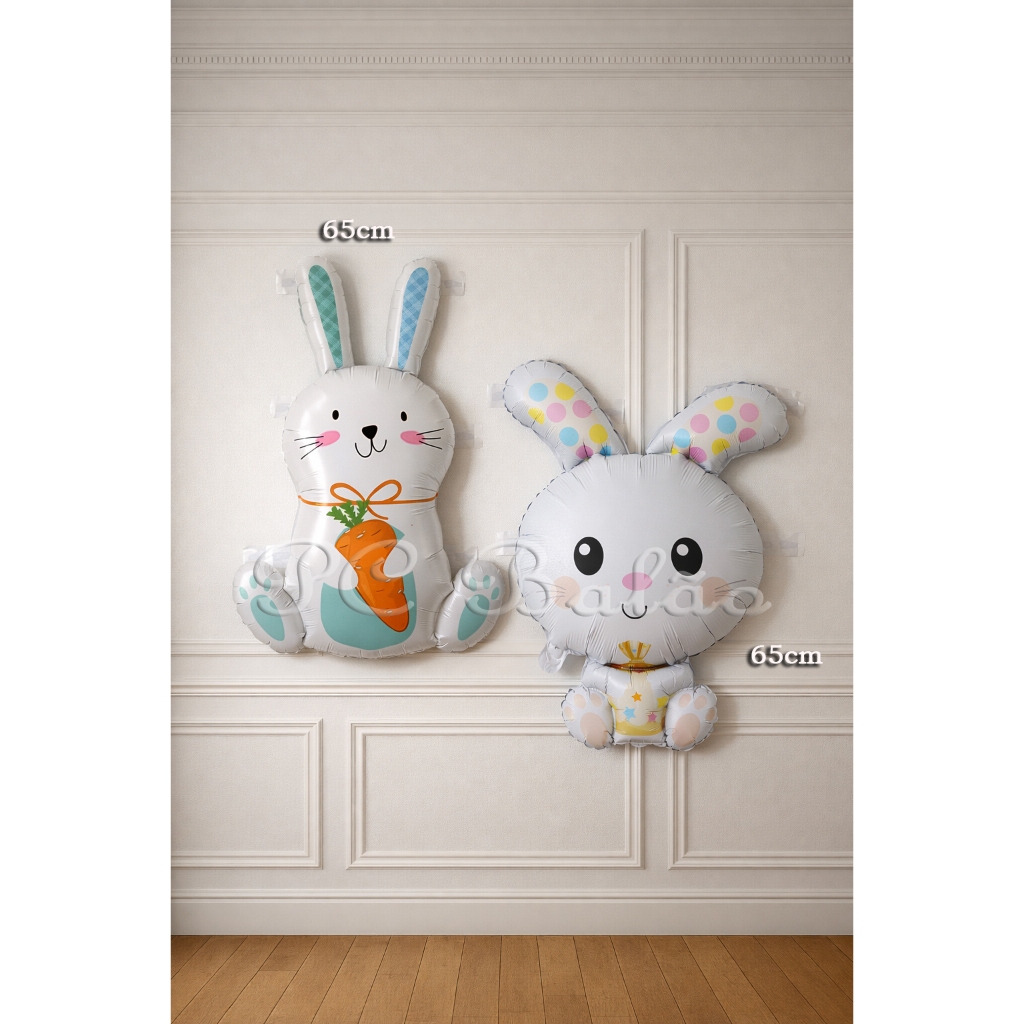 Kit 2 Balão Metalizado 1 COELHO COM CENOURA GIGANTE + 1 COELHO DE BOLINHA GIGANTE DECORAÇÃO PÁSCOA em Oferta na Shopee