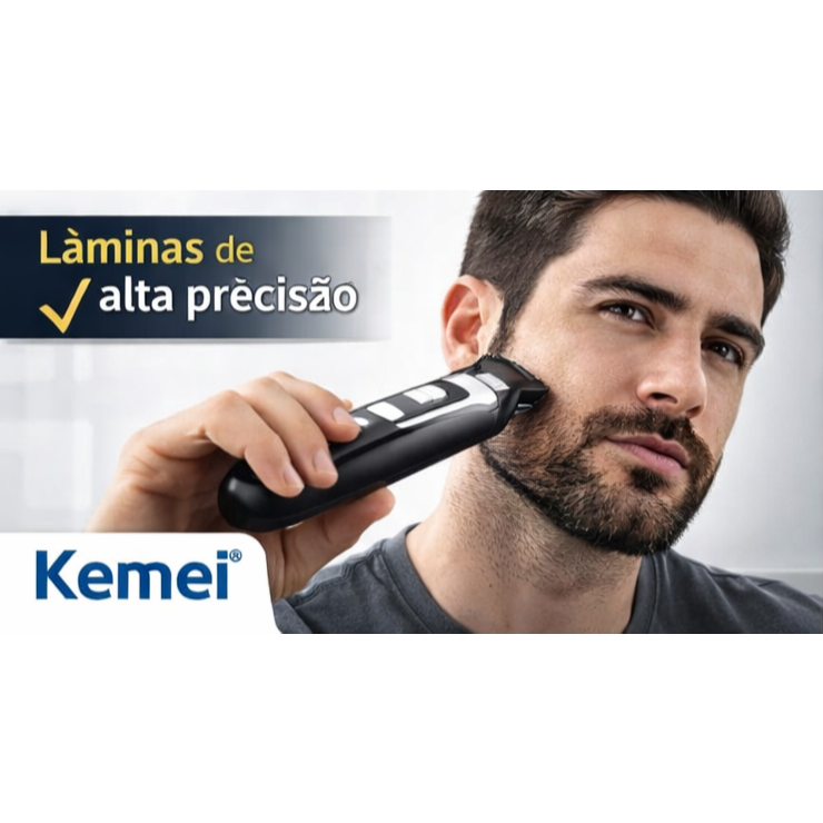 Aparador de Barba e Pelos 3 em 1 Recarregável Bivolt – Máquina de Corte, Nariz e Acabamento Profissional em Oferta na Shopee