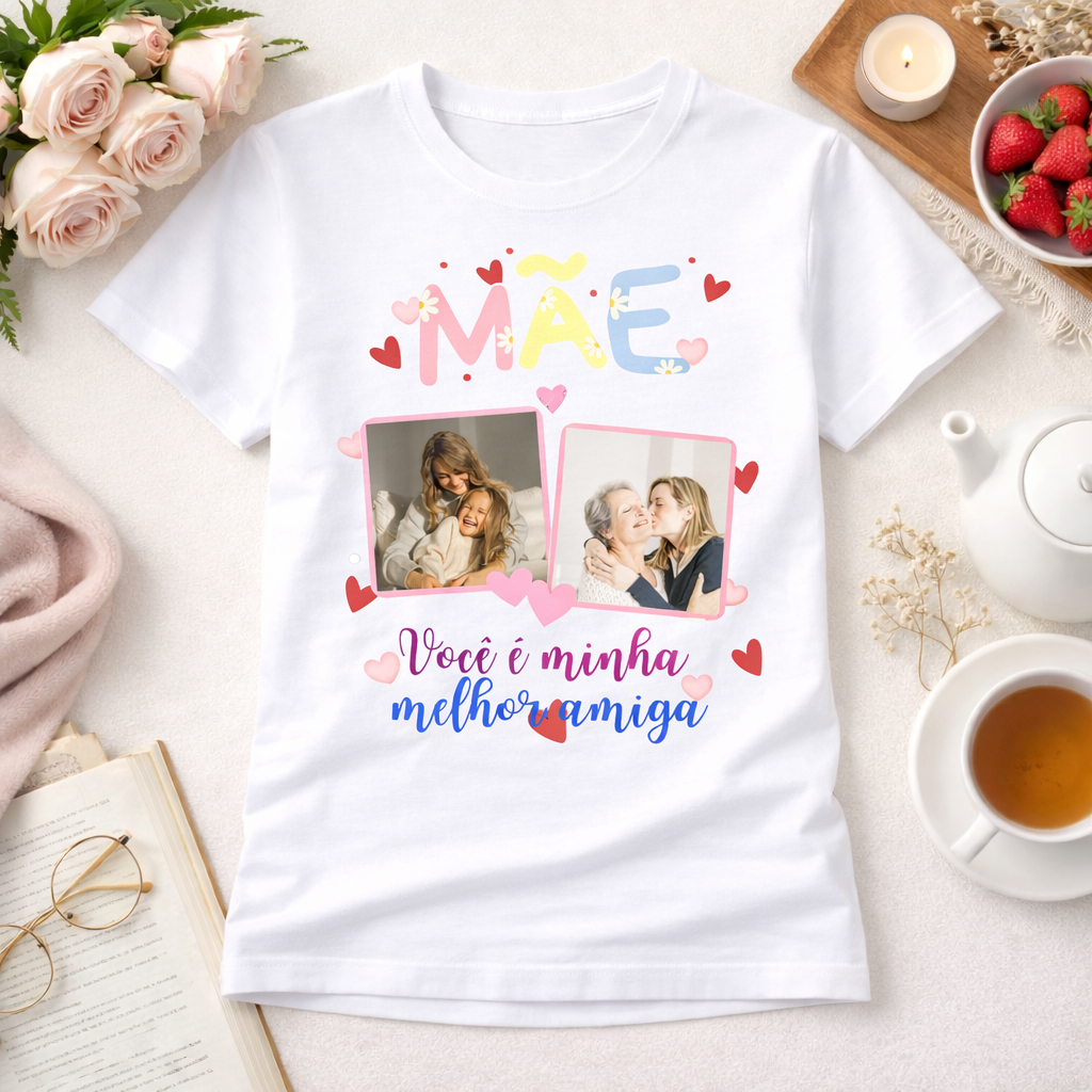 Camiseta Personalizada Dia Das Mães Blusa Presente Foto Camisa Feminina MANDAR FOTO NO CHAT