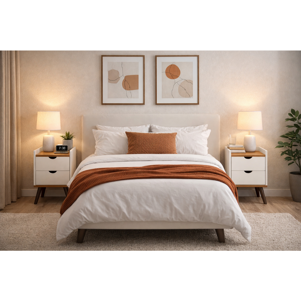 Kit com 2 Mesa de Cabeceira Estilo Retro 2 Gaveta em Oferta na Shopee