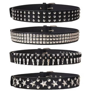 Cinto Unissex De Cintura Decorado Com Lantejoulas Prata Estilo Punk