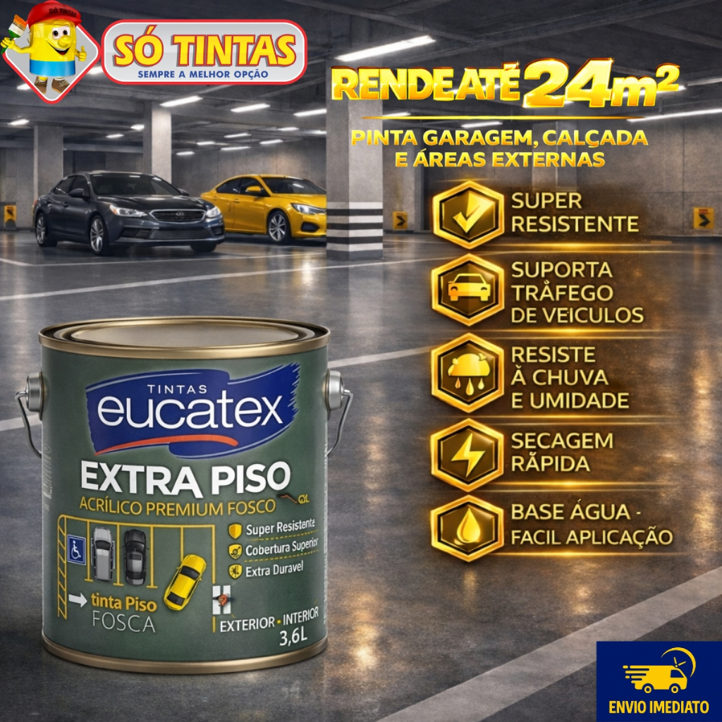 Tinta para Piso Eucatex Extra Piso 3,6L, Lavável, Ideal para Piso Externo e Muros