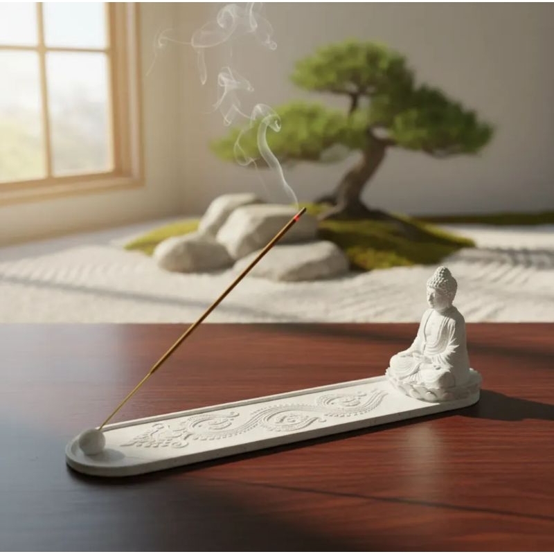 Imagem Incensário Buda Decorativo Porta Incenso – Moderno Minimalista | Decoração para Meditação, Yoga.