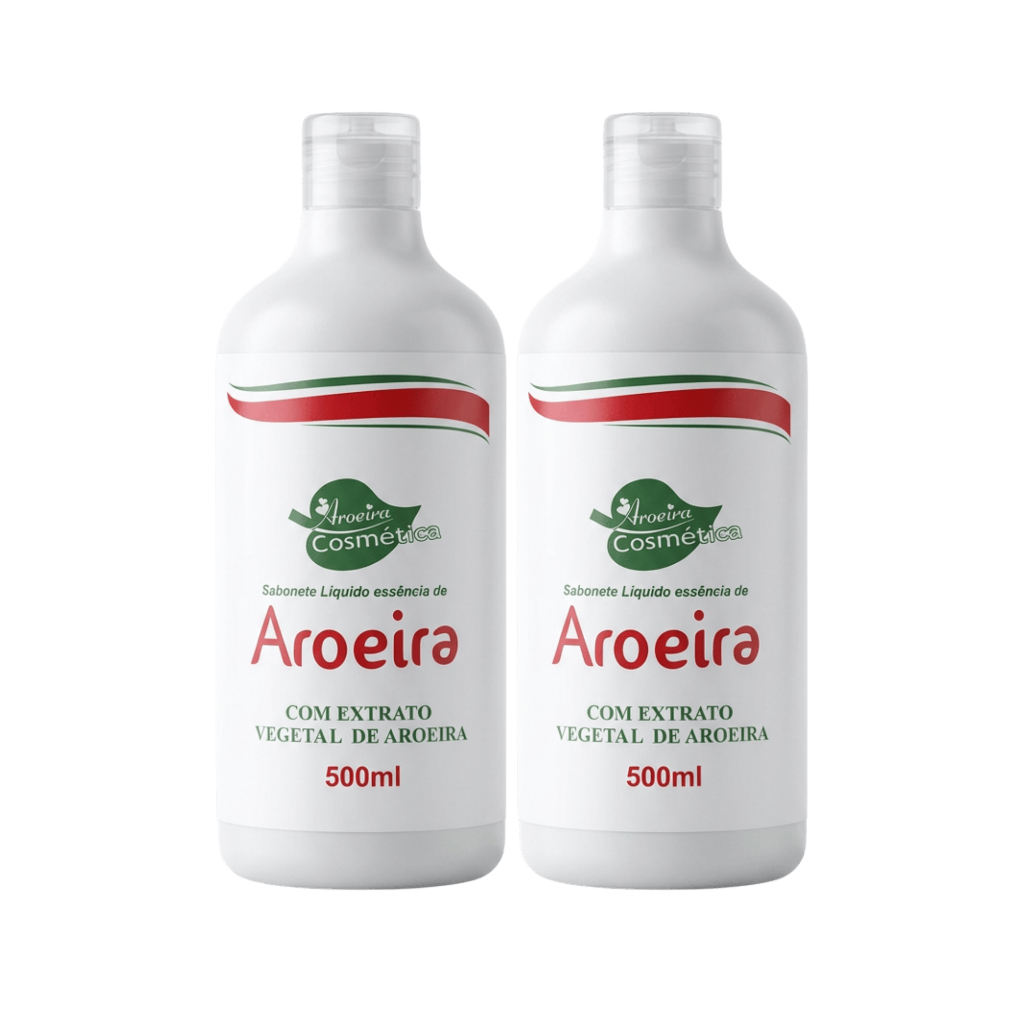 Kit 2 Sabonete Líquido Essência de Aroeira 500mL - Aroeira Cosmética - Alecrim e Barbatimão