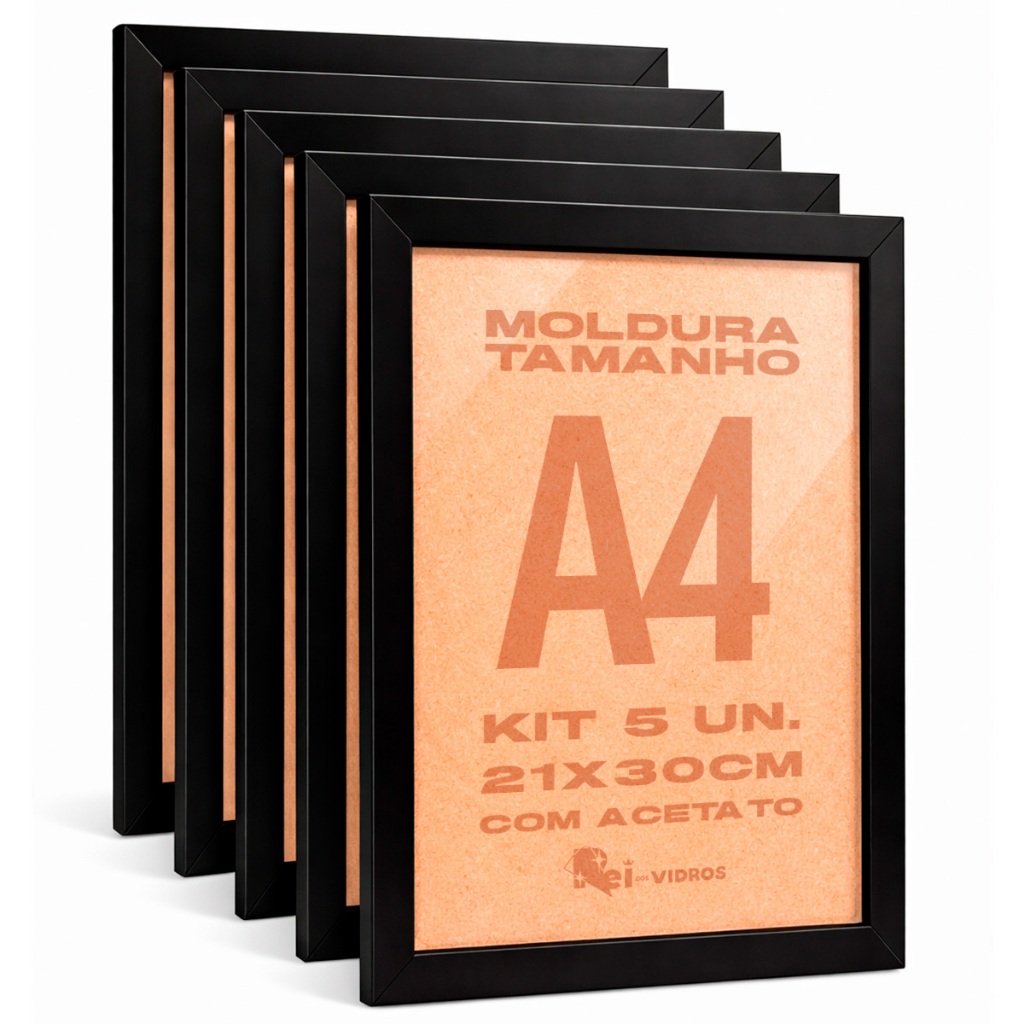Kit 5  Moldura A4 21x30 Moldura para Certificado Fotografia Acetato Moldura de Parede Quadro Moldura