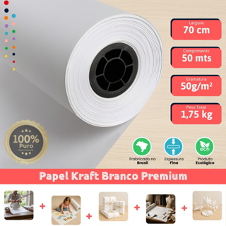 Papel Kraft Branco 70cm x 50m Premium 50g para Painéis Cenografia Buquês Gigantes e Embrulhos Festas em Oferta na Shopee