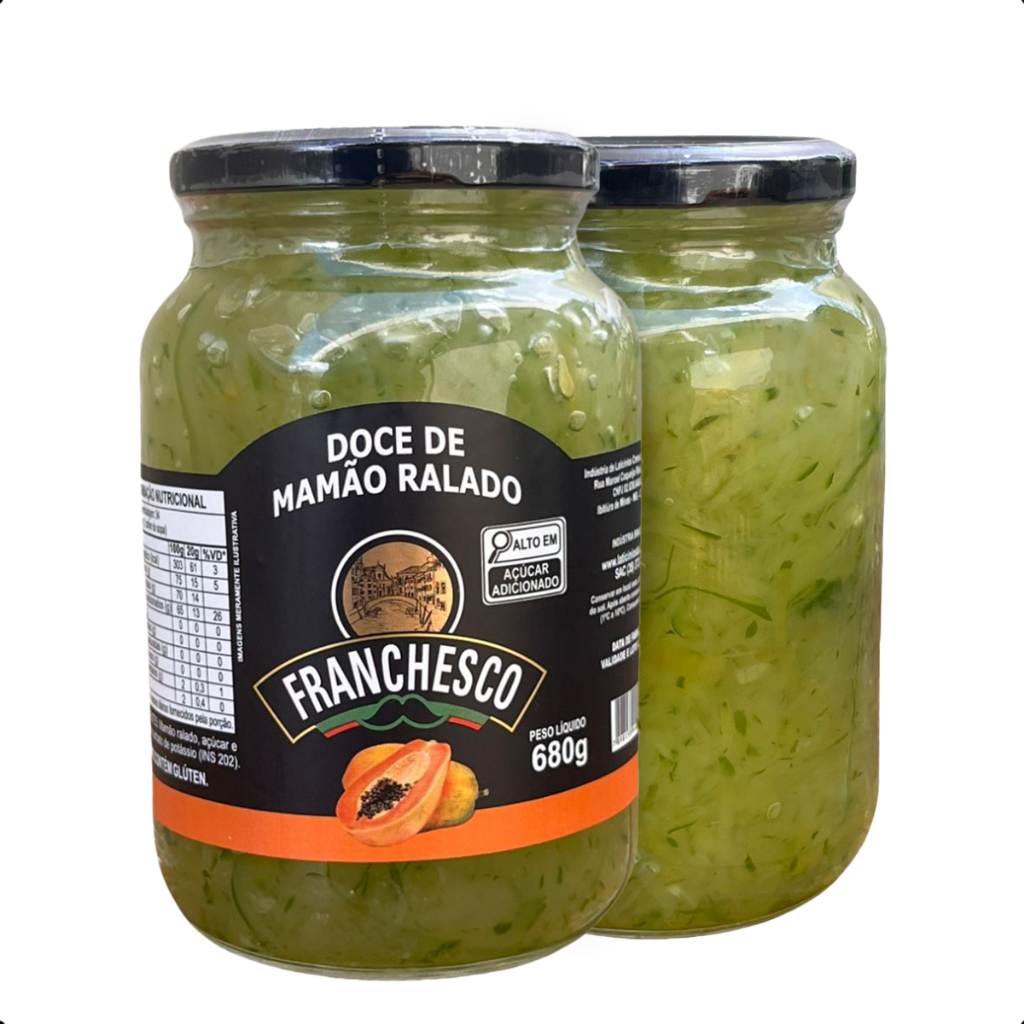 Doce de Mamão Ralado Franchesco 680g Produto Tradicional Natural Sabor Caseiro Pote Conserva