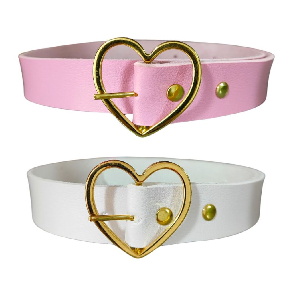 Detalhes do Kit 2 Cintos Infantil Menina Fivela Coração Dourado Blogueirinha Ajustável Cinto Feminino Kids