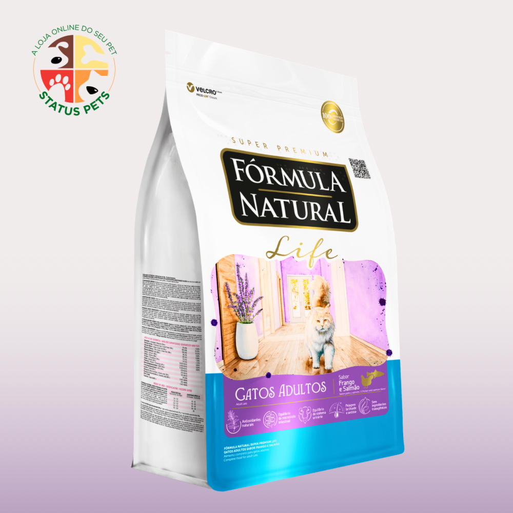 10,1Kg Fórmula Natural Life Gatos Adultos Sabor Frango e Salmão