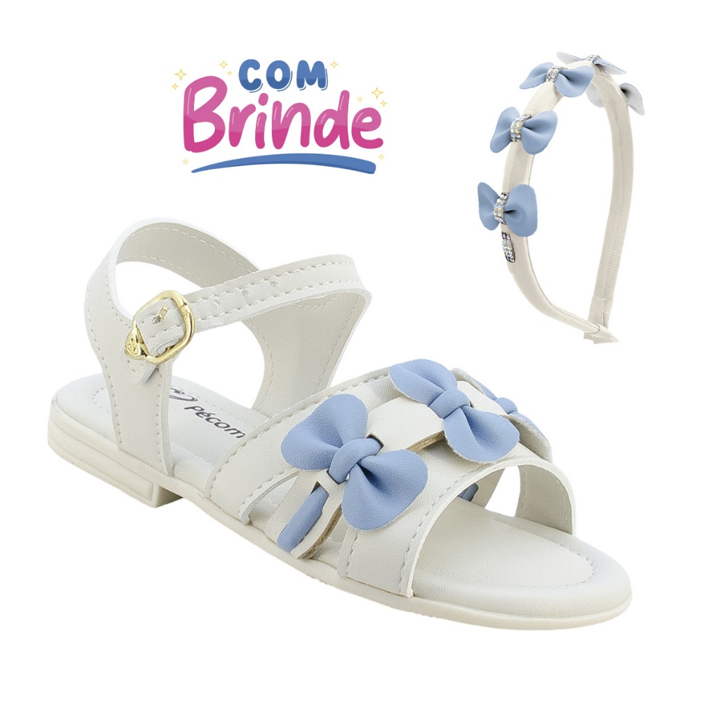 Sandália Menina Laço Charmosa com Tiara lançamento