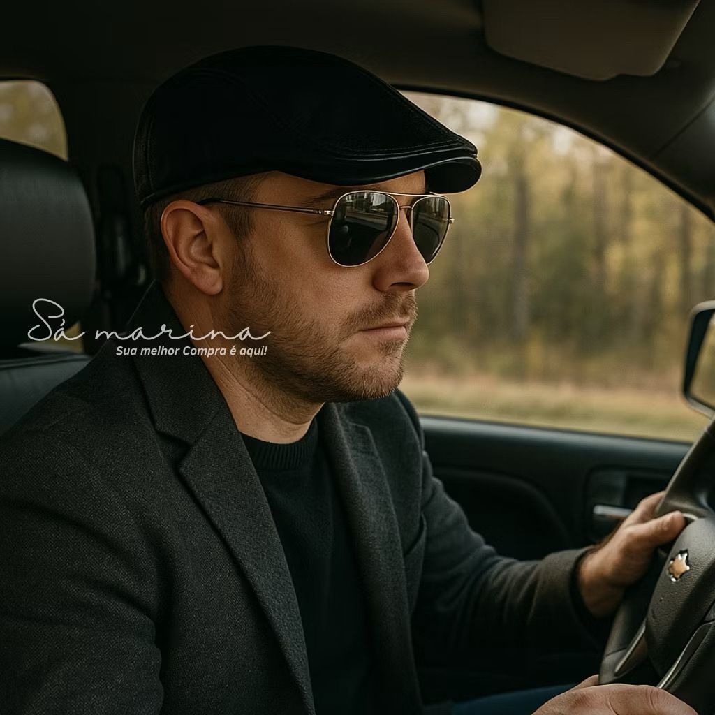 Boné Boina Em Couro Masculina Italiana Estilo Artista Moderno Modelo 2026 — imagem 2 de 2