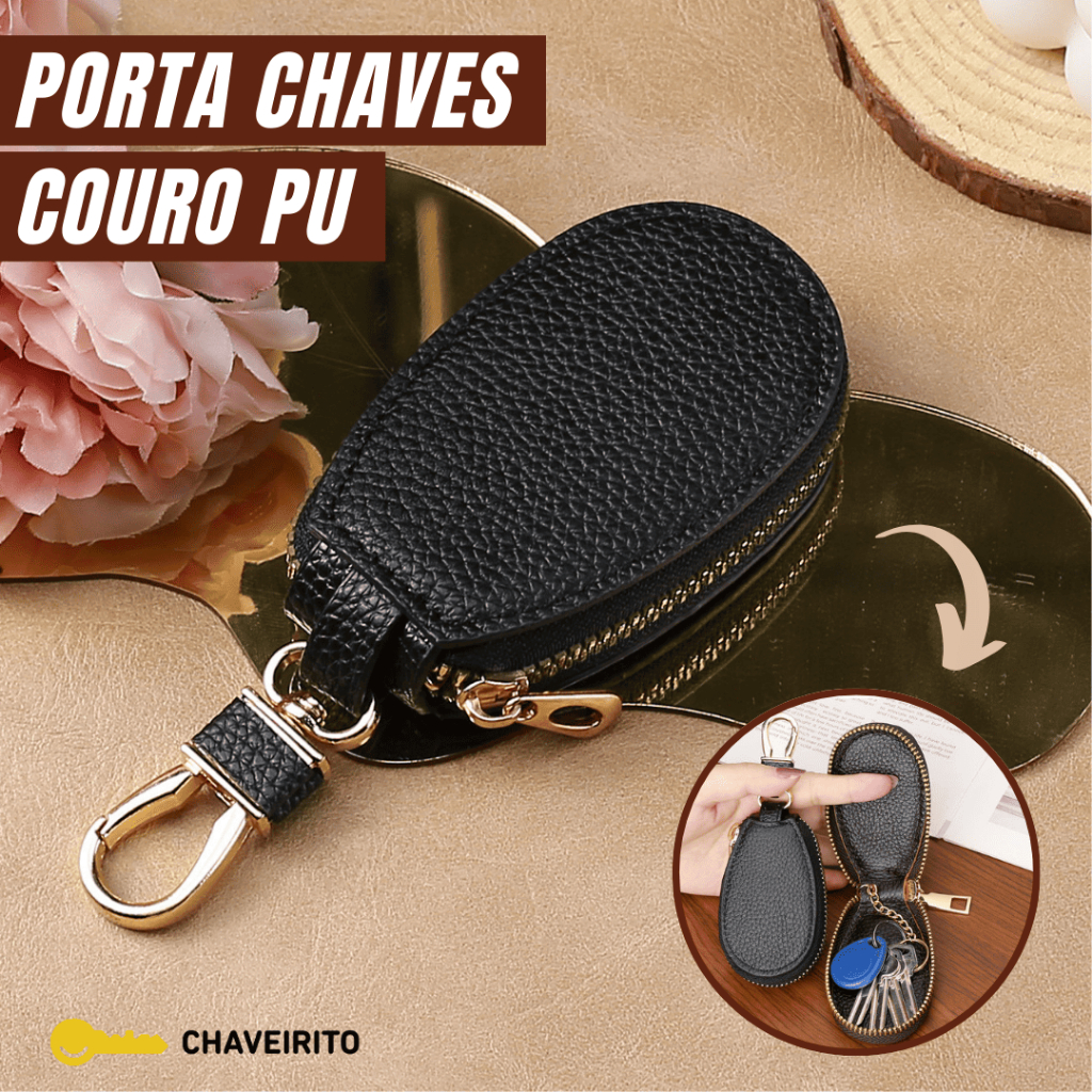 Porta Chaves Organizador | Capa para Chaves Automotivas, Casa, Porta Moedas | Couro PU
