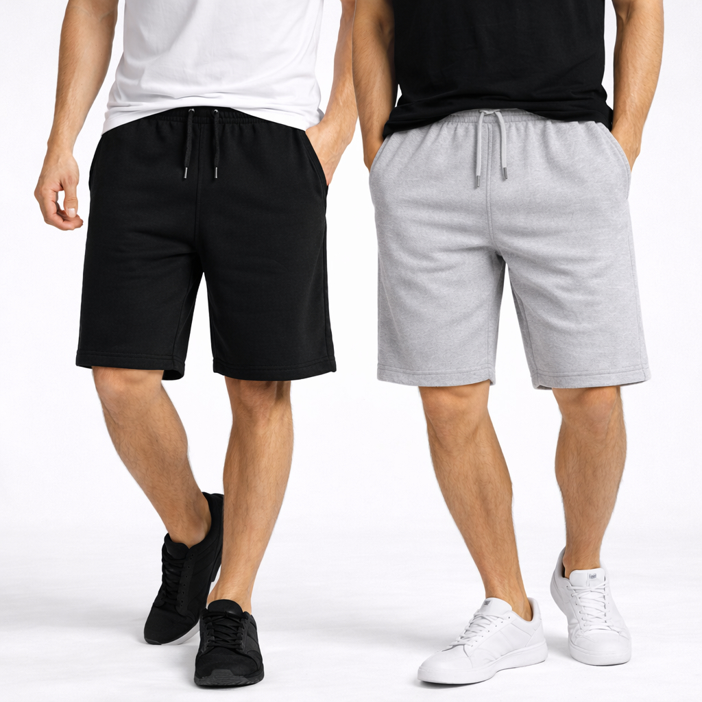 Kit 2 Bermudas Moletom Plus Size Masculina Short Moletinho P ao G4 Confortavel Calçao Casual Basico